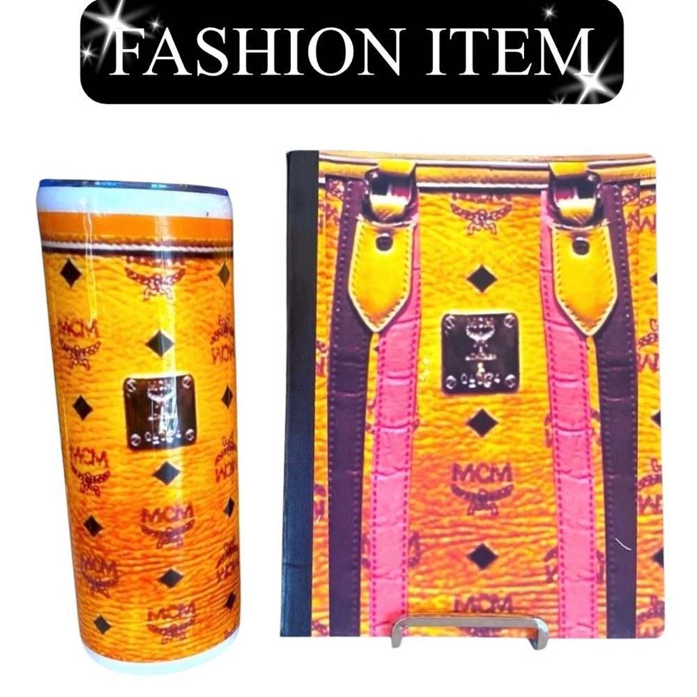 NOTEBOOK & TUMBLER: Orange and Pink Tumbler w/Matching Notebook, NWOT